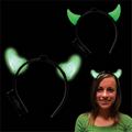 Light Up LED Devil Horn Headboppers Headband - Green